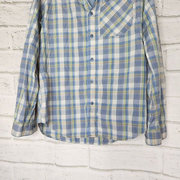 Columbia Insect Blocker Mens Blue Green Plaid Long-Sleeved Button-Up Shirt Sz M - Picture 6 of 11